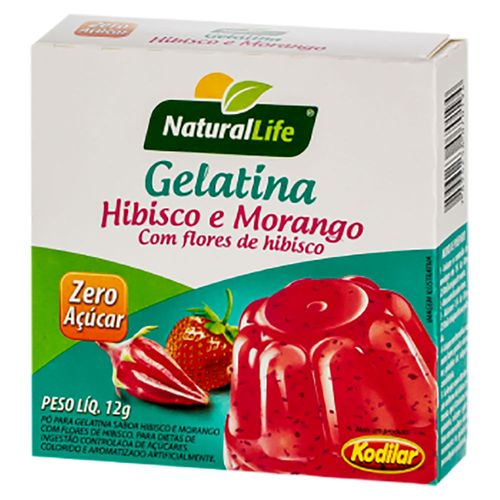 Gelatina em Pó Zero Açúcar Hibisco com Morango 12g Natural Life