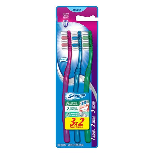 Escova Dental Sorriso Tripla 123 Promo 3 Unidades Leve 3 Pague 2