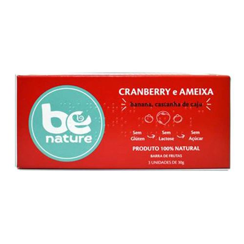 Barra de Frutas Be Nature Cranberry, Ameixa, Banana e Castanha do Pará 90 g