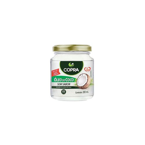 Óleo de Coco Copra Sem Glúten e Sem Sabor Vidro 200 ml