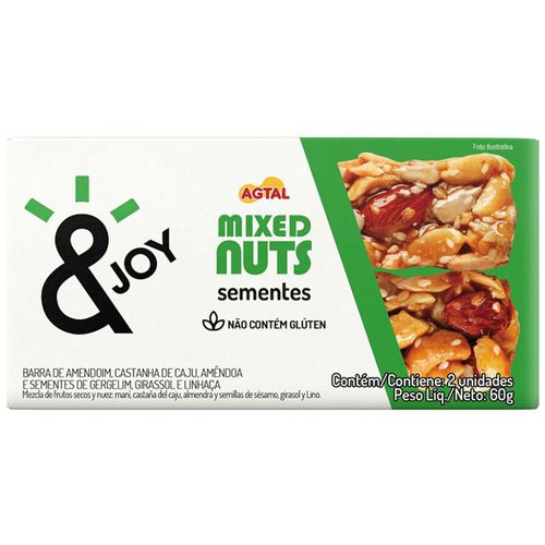 Barra Mixed Nuts Agtal &Joy Sementes Caixa 60 g com 2 Unidades