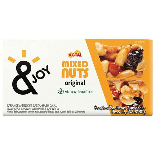 Barra Mixed Nuts Agtal &Joy Original Caixa 60 g com 2 Unidades