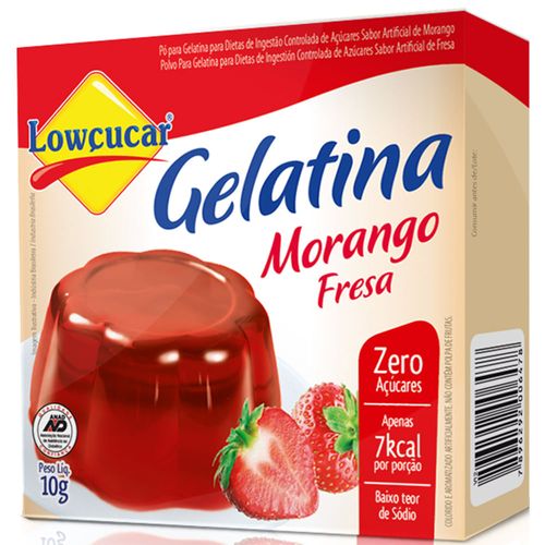 Gelatina Lowçucar em Pó Zero Açúcar Morango Caixa 10 g