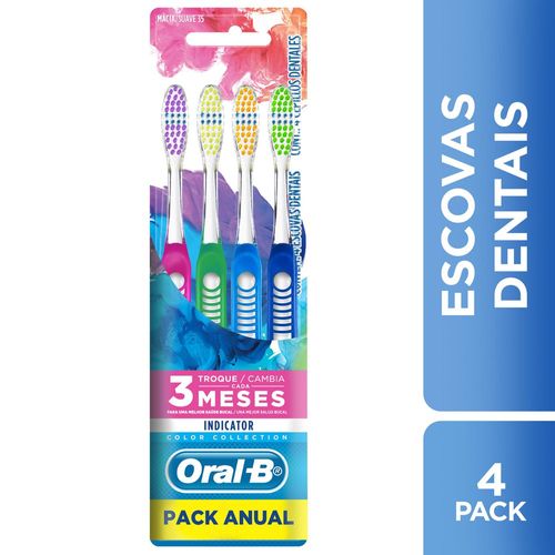 Escova Dental Oral-B Indicator Color Collection - 4 unidades