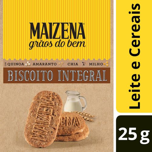 Biscoito Integral Maizena Grãos do Bem Leite e Cereais 25g