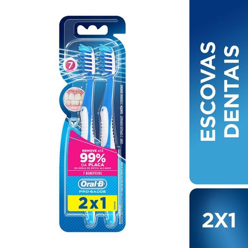 Escova Dental Macia 40 7 Benefícios 2x1 Oral-B Pro-Saúde 2 Unidades