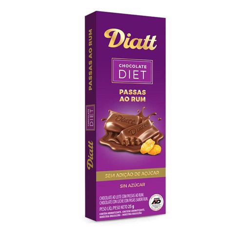Chocolate Diet Diatt Passas ao Rum Tablete 25g