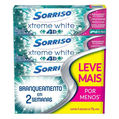 Creme Dental Sorriso Xtreme White 4D 70g Embalagem Promocional Leve 4 Pague 3