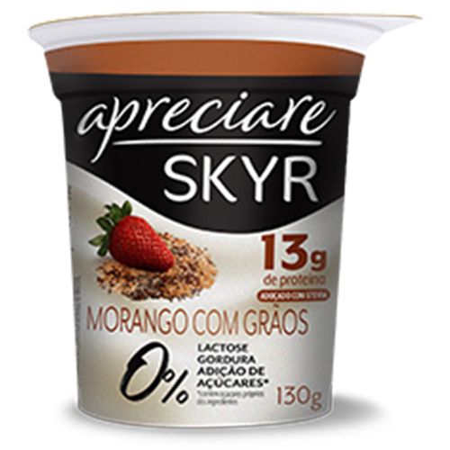 Iogurte Apreciare Skyr Morango com Grãos Zero 130g