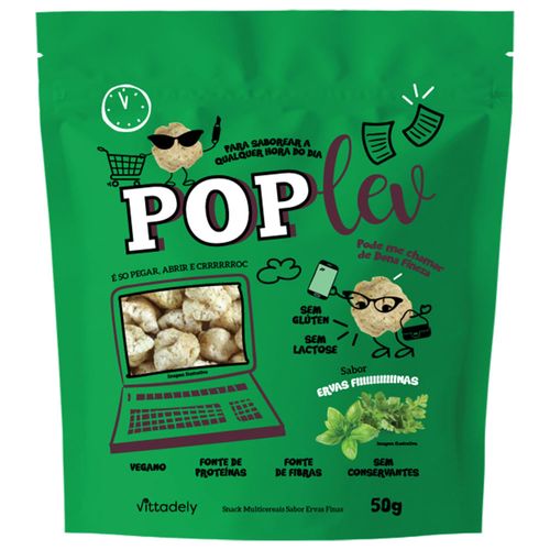 Snack Vegano PopLev Ervas Finas Sem Glúten 50g