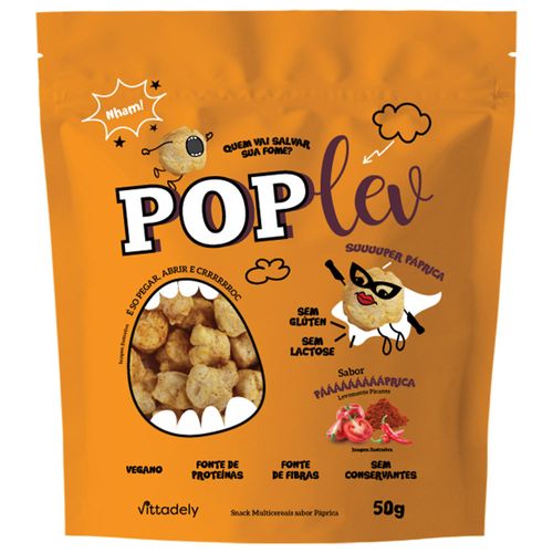 Snack Vegano PopLev Páprica Sem Glúten 50g