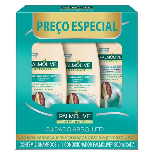 Kit Palmolive Naturals Cuidado Absoluto Promo 2 Shampoos 350ml + 1 Condicionador 350ml com Desconto