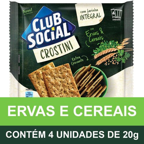 Biscoito Club Social Crostini Alho e Cereais 80g 4 Unidades