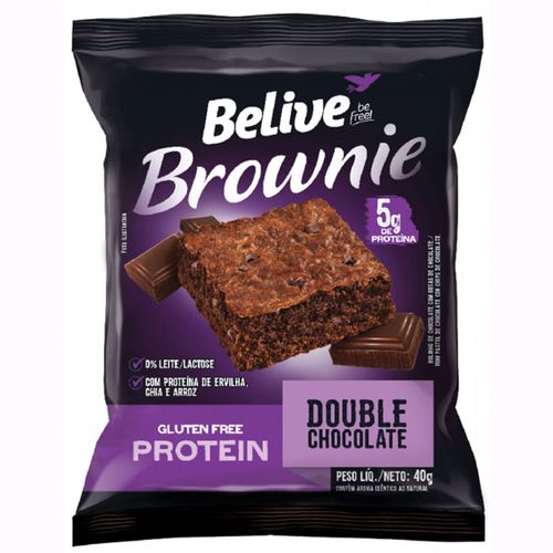 Brownie Belive Double Chocolate Protein Sem Glúten e Lactose 50g