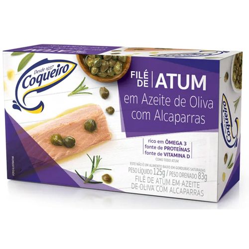 Filé de Atum Coqueiro em Azeite de Oliva e Alcaparras 125g