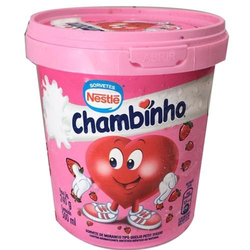 Sorvete Chambinho Morango 500ml