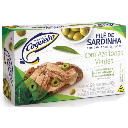 Filé de Sardinha Coqueiro com Azeitona Verdes 125g
