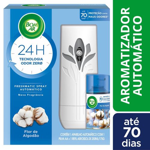 Aromatizador Spray Bom Ar Air Wick Pure Automático Freshmatic Aparelho + Refil Grátis Toque de Algodão 250ml