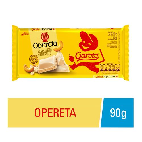 Barra de Chocolate Garoto Opereta e Castanha de Cajú 90g