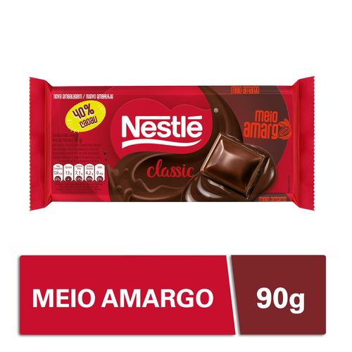 Chocolate Meio Amargo 40% Cacau Classic Pacote 90g