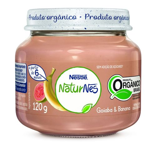 Papinha Orgânica Goiaba &amp; Banana Naturnes Vidro 120g