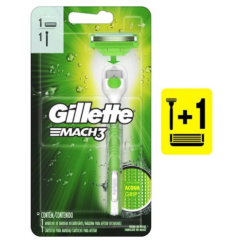 Aparelho Recarregável e Carga para Barbear Gillette Mach3 Sensitive