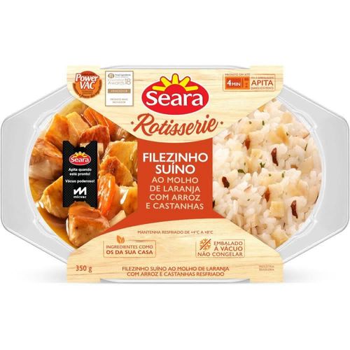 Prato Pronto Seara Rotisserie Filé Suíno ao Molho de Laranjas e Arroz com Castanhas 350g