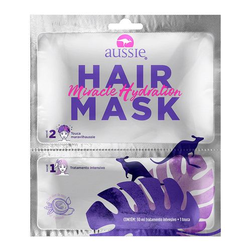 Kit Touca + Máscara de Tratamento Intensivo com Óleo de Coco & Pantenol Aussie Miracle Hydration 30ml