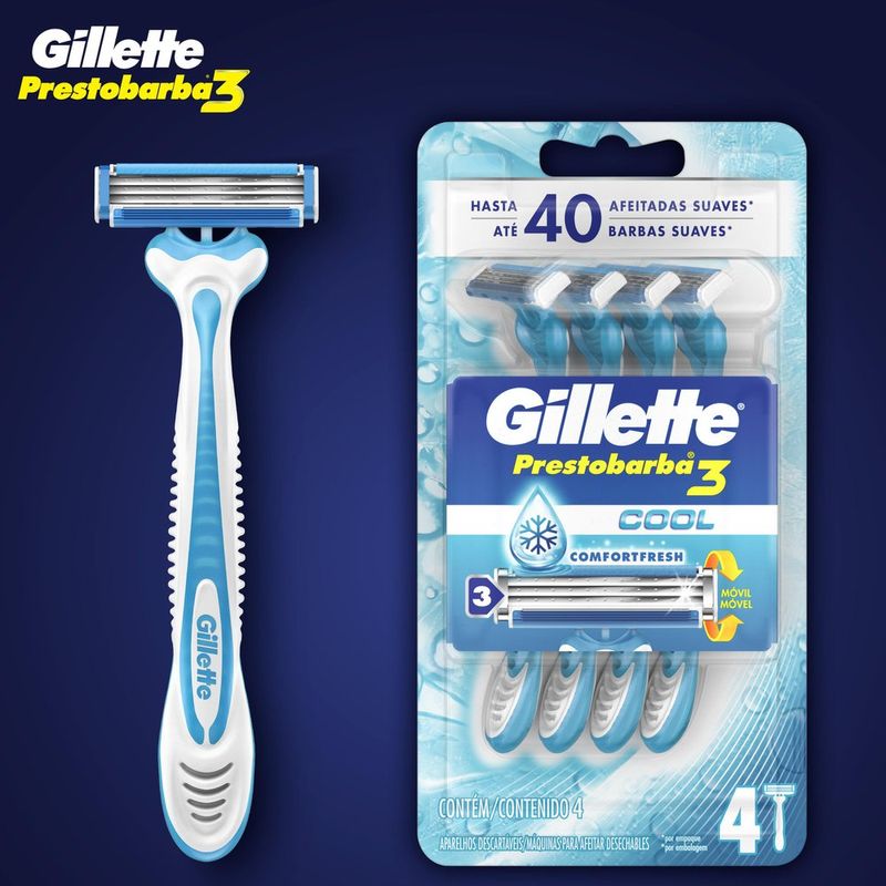 Kit-Aparelho-de-Barbear-Gillette-Prestobarba-3-Cool-4-Unidades---Garrafa