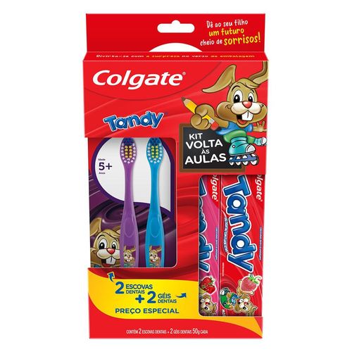 Kit Escova e Gel Dental Infantil Colgate Tandy 4 unidades Promo 2 Escovas Dentais e 2 Géis Dentais 50g