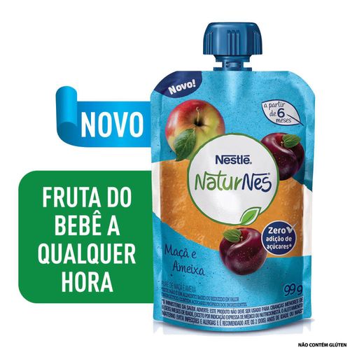 Purê de Frutas Maçã e Ameixa Naturnes Squeeze 99g