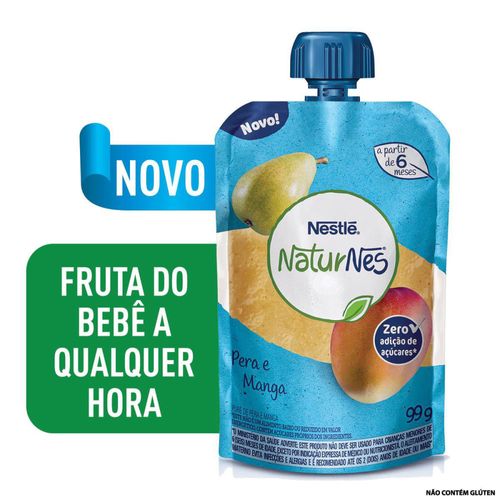 Purê de Frutas Pera e Manga Naturnes Squeeze 99g