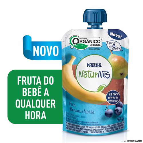 Purê Orgânico de Pera Banana e Mirtilo Nestlé Naturnes 99 g