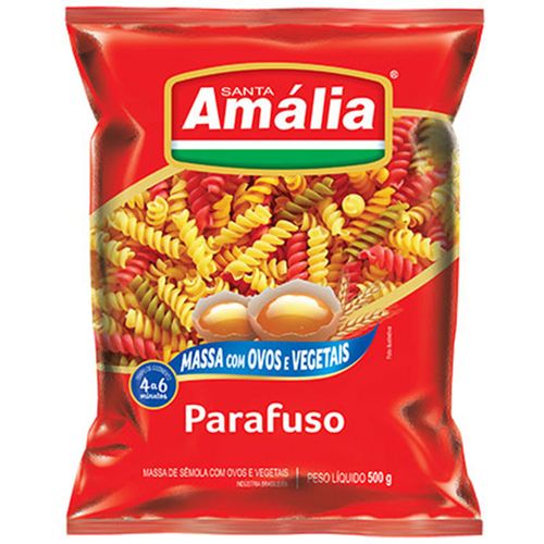 Macarrão com Ovos e Vegetais Santa Amália Parafuso Pacote 500 g