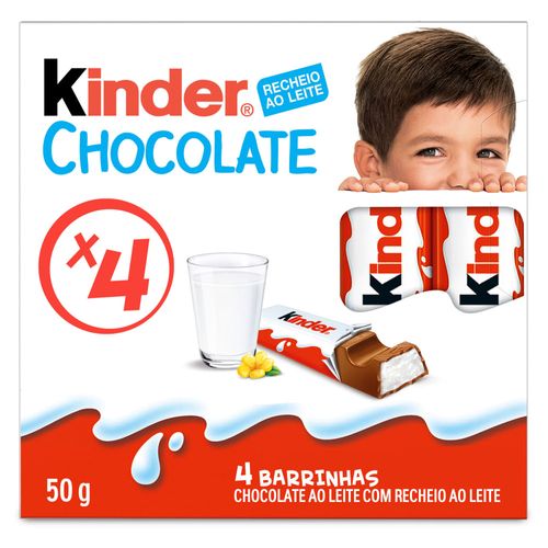 Kinder Chocolate ao Leite com Recheio ao Leite 4 Unidades 50g