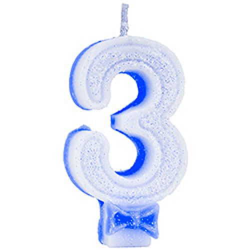 Vela de Aniversário Regina Super Glitter Azul Nº 3 Unidade
