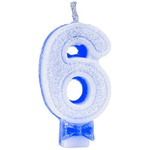 Vela de Aniversário Regina Super Glitter Azul Nº 6 Unidade