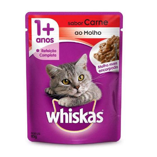 Alimento para Gatos Whiskas de Carne ao Molho Sachê 85 g