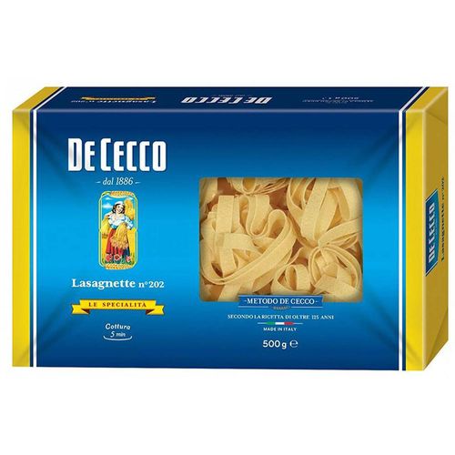 Massa Alimentícia Macarrão de Sêmola de Trigo Durum Lasagnette 202 De Cecco Pacote 500g