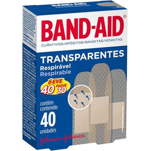Curativo Band-Aid Transparente Leve 40 Pague 30 Unidades
