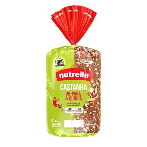 Pão Integral com Aveia, Castanha-do-Pará, Quinoa, Semente de Girassol e Castanha-de-Caju Nutrella Pacote 450g