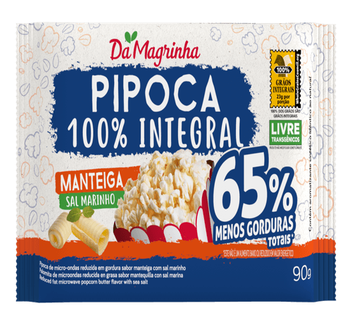 Pipoca para Micro-Ondas Manteiga com Sal Marinho Da Magrinha Pacote 90g