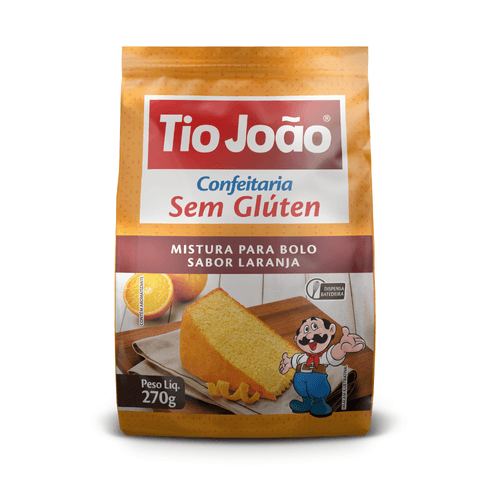 Mistura Para Bolo Tio João Sabor Laranja Sem Glúten 270g