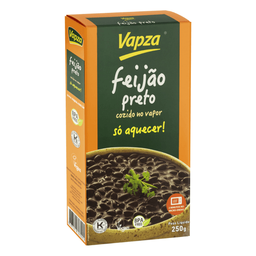 Feijão Preto Cozido no Vapor Vapza Só Aquecer Caixa 250g