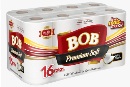 Papel Higienico Folha Dupla Bob Premium Soft 16unidades