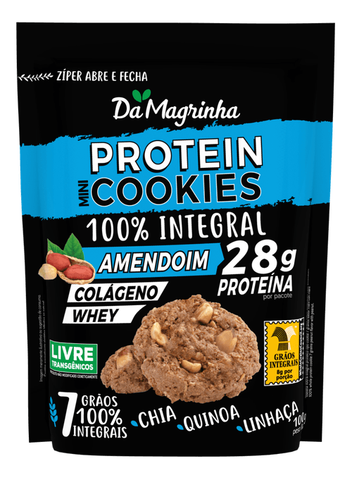 Biscoito Cookies Protein Integral DA MAGRINHA Amendoim pacote 100g