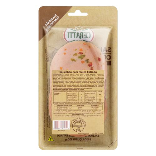 Salsichão com Picles Fatiado Ceratti Bandeja 100g
