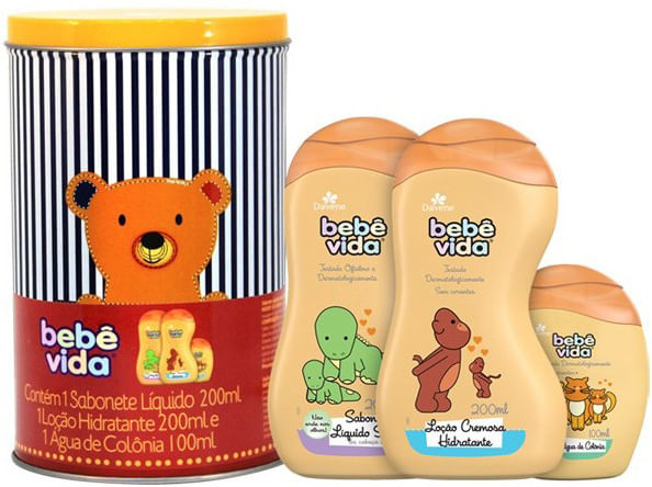 Kit-Bebe-Vida---Sabonete-Liquido---Locao---Agua-de-Colonia-Lata-200ml