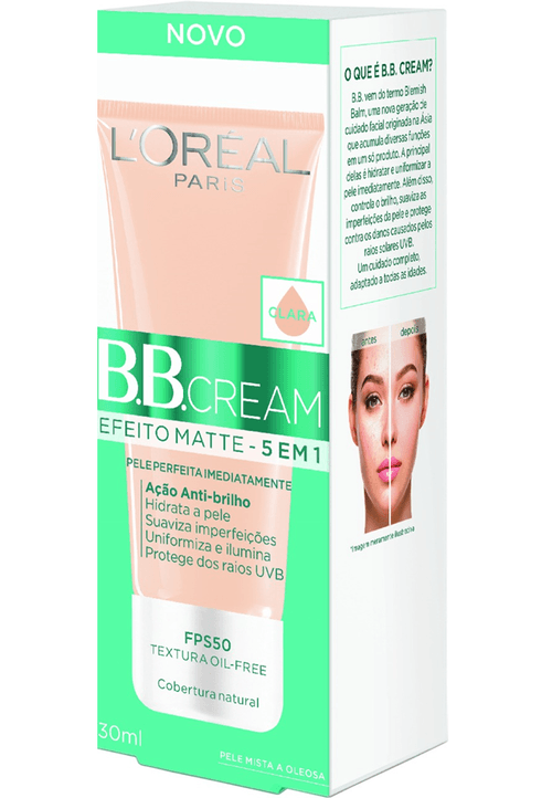 Bb Cream Efeito Matte Fps 50 Clara Loréal Paris Caixa 30ml