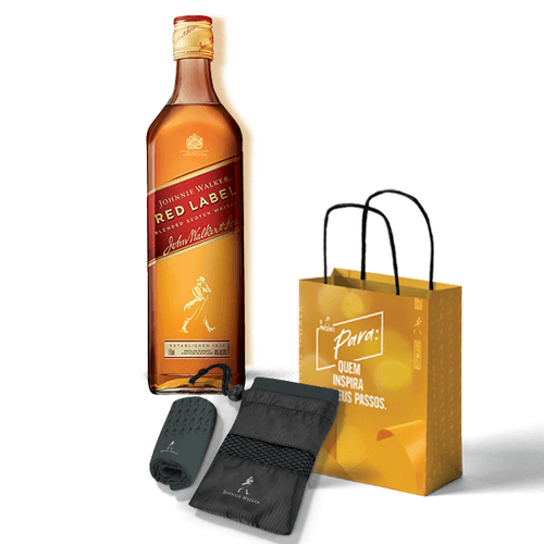 kit presenteável whisky red label 1l + toalha exclusiva
